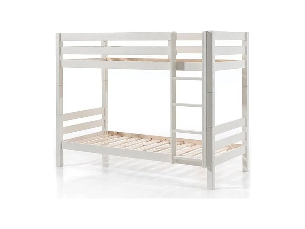 Lit Superposé Enfant Bois "Pino" 90x200cm Blanc