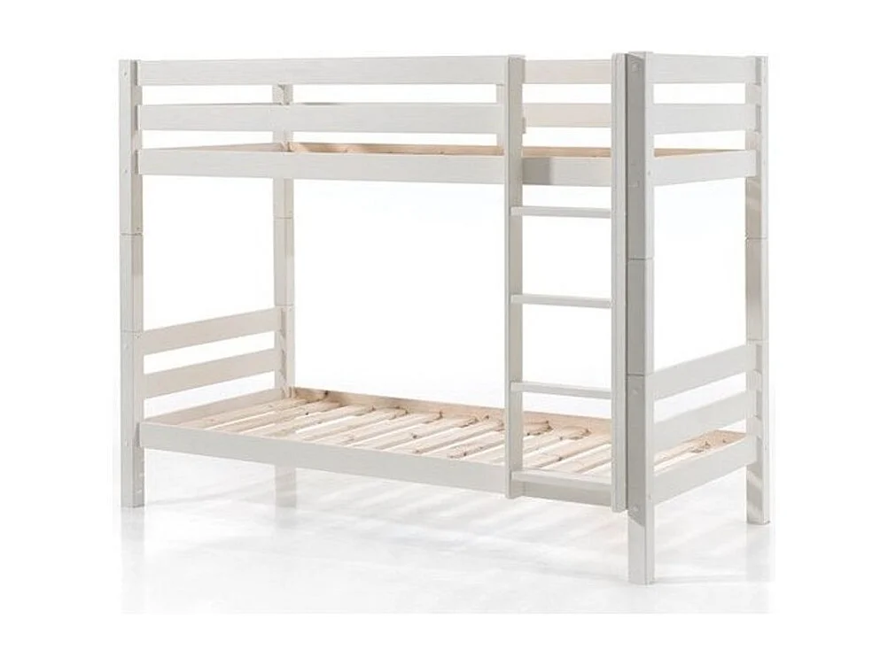 Lit Superposé Enfant Bois "Pino" 90x200cm Blanc