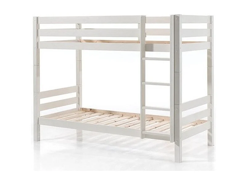 Lit Superposé Enfant Bois "Pino" 90x200cm Blanc