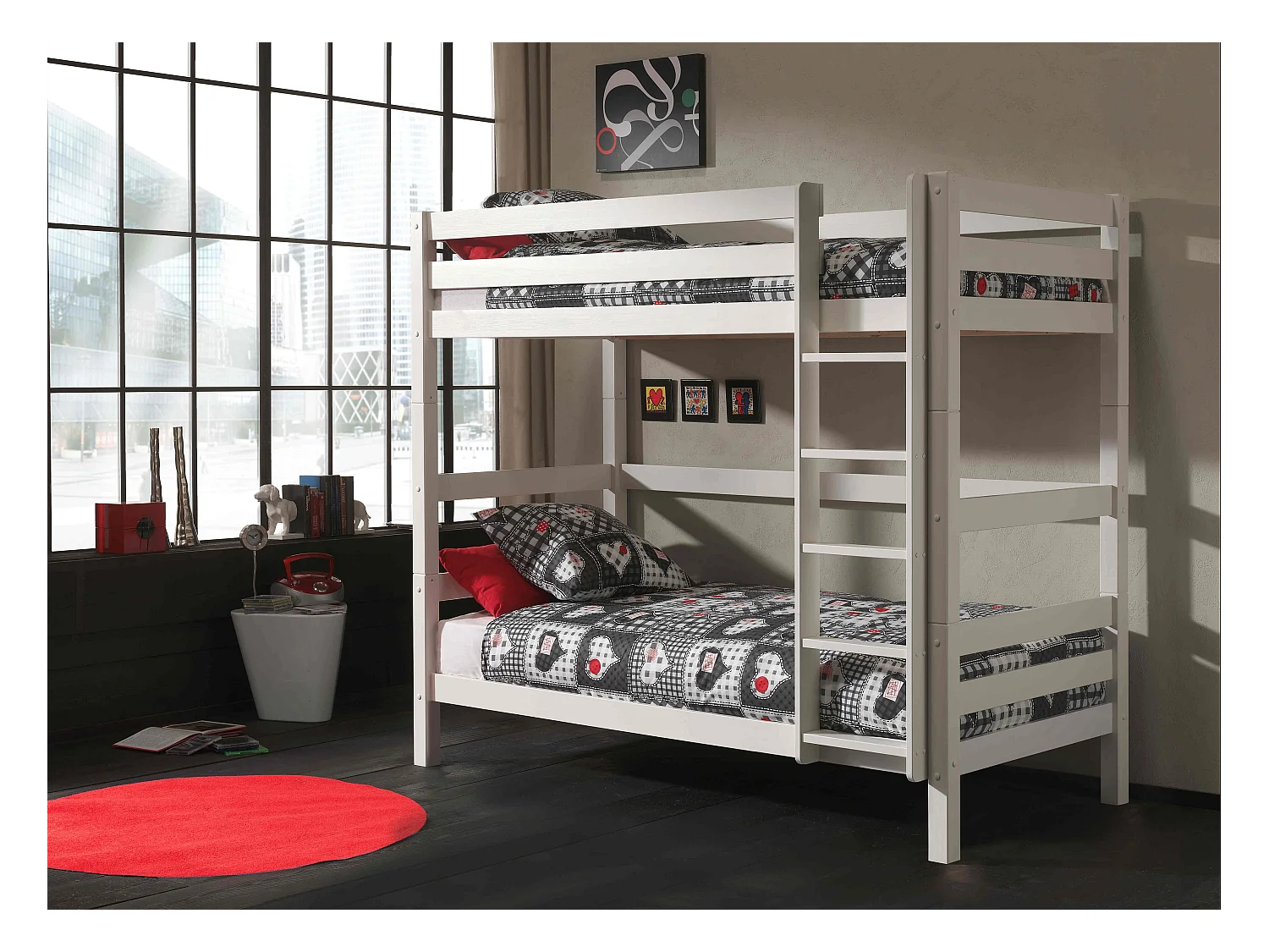 Letto a castello 90x200 Altezza 180 cm Molla inclusa Vipack Pino - Bianco