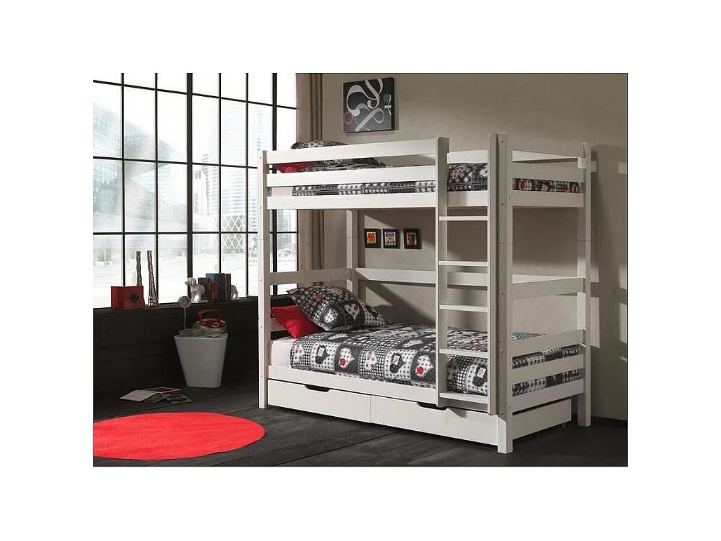 Letto a castello 90x200 Altezza 180 cm Molla inclusa Vipack Pino - Bianco