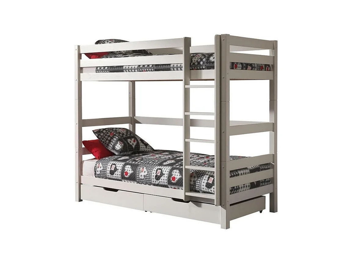 Letto a castello 90x200 Altezza 180 cm Molla inclusa Vipack Pino - Bianco