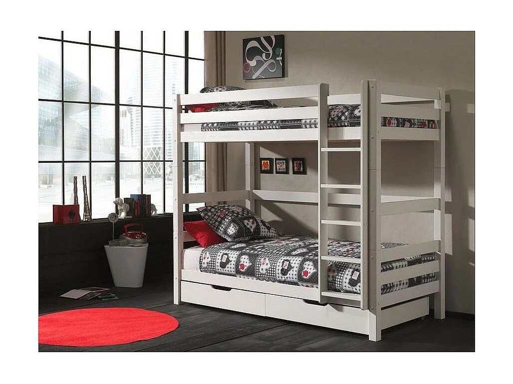 Lit Enfant Superposé Haut "Pino" 90x200cm Blanc