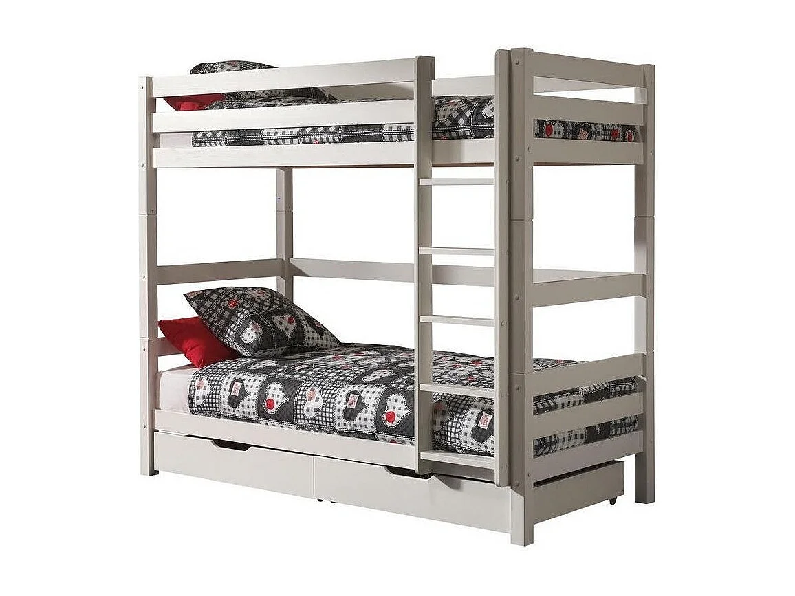 Lit Enfant Superposé Haut "Pino" 90x200cm Blanc