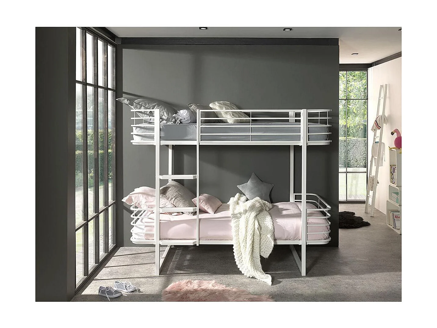 Lit Superposé Enfant "Oscar" 90x200cm Blanc