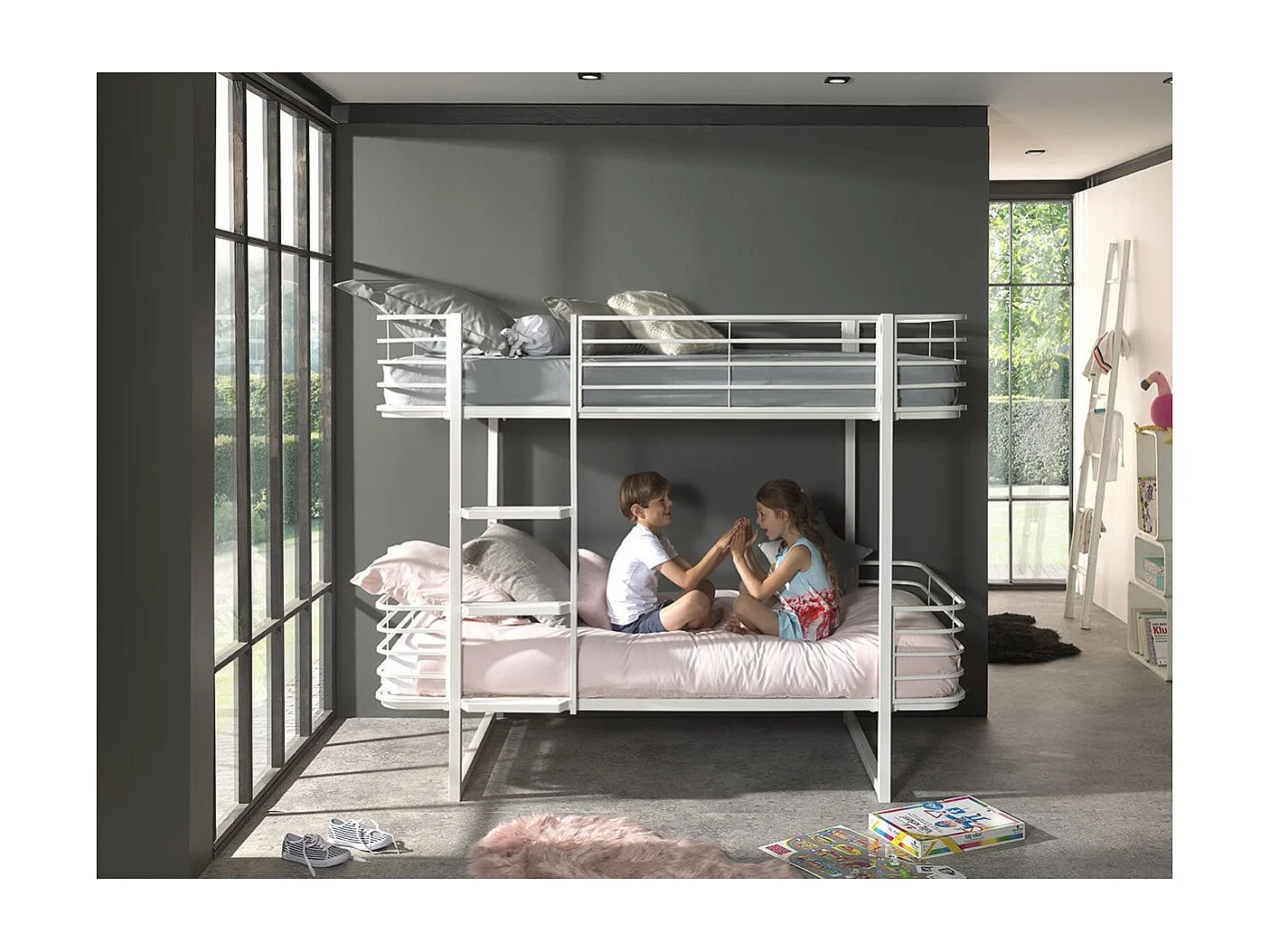 Lit Superposé Enfant "Oscar" 90x200cm Blanc