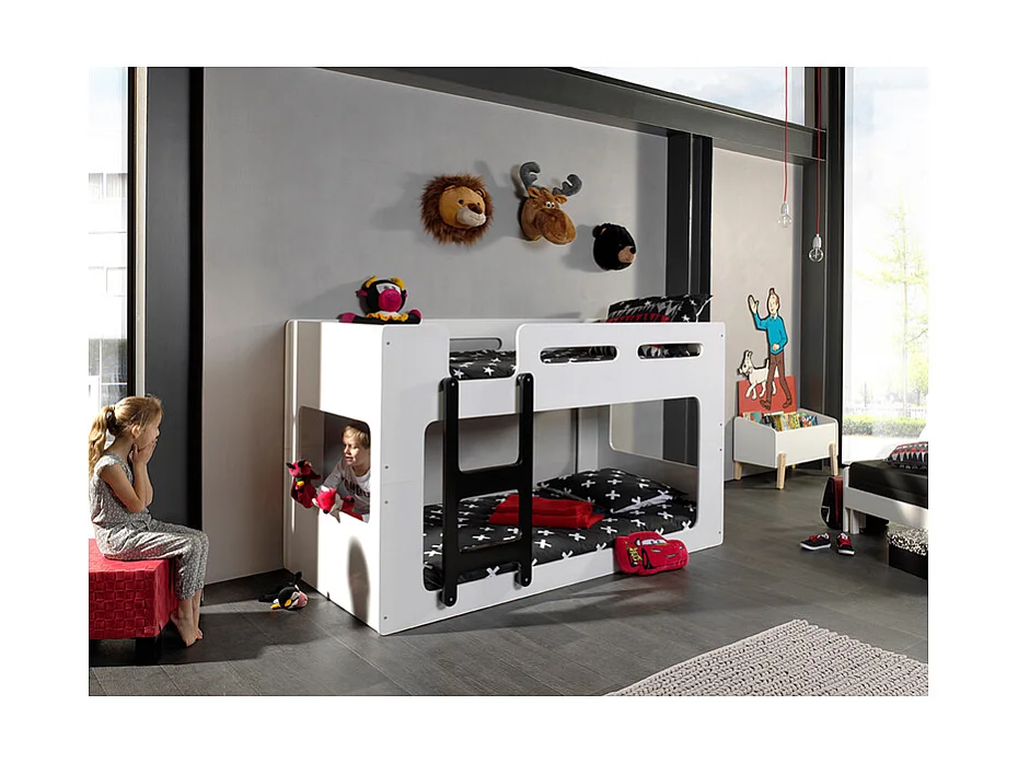 Lit Superposé Enfant "Lucca" 90x200cm Blanc