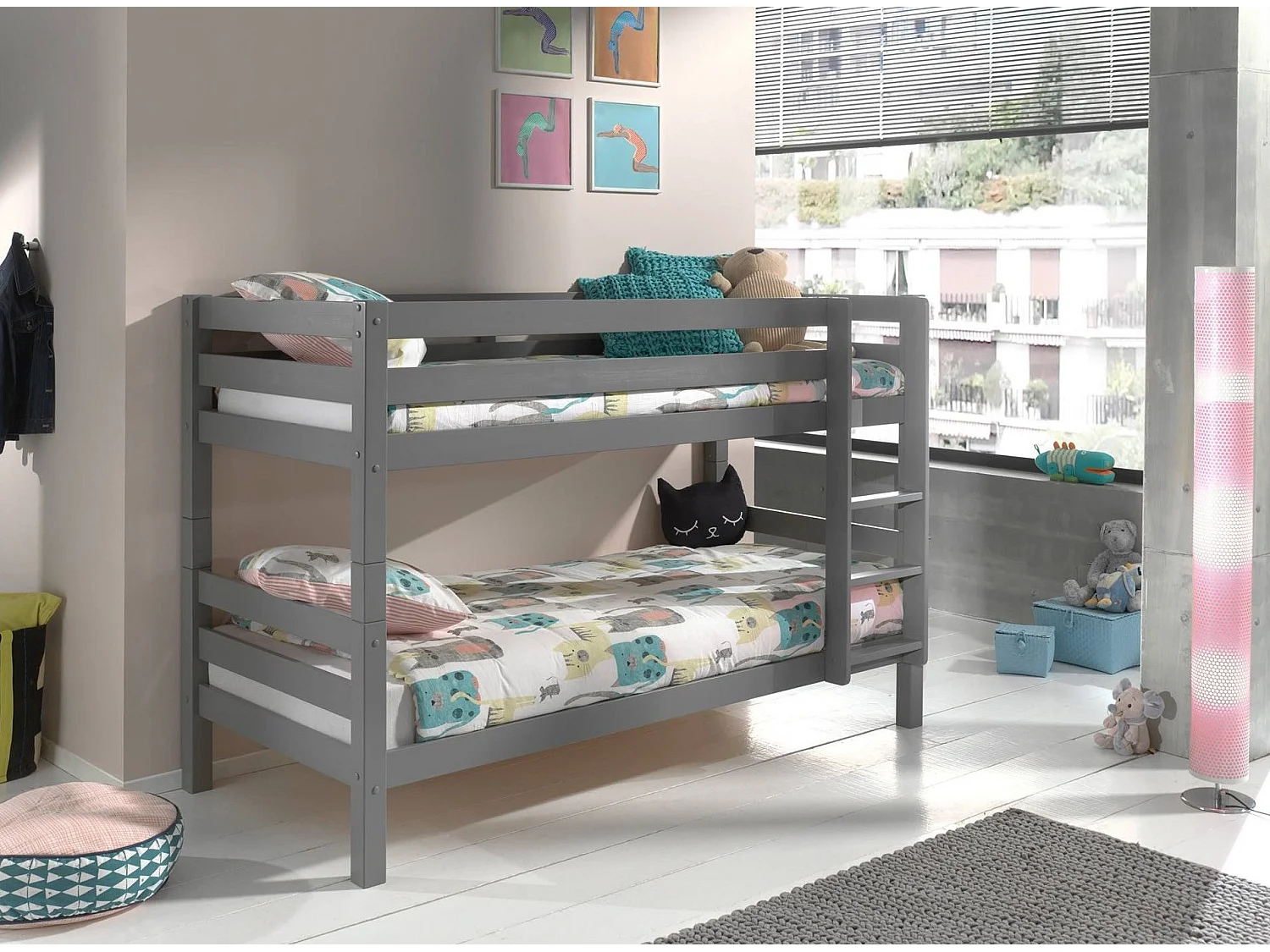 Lit Enfant Superposé "Pino" 90x200cm Gris