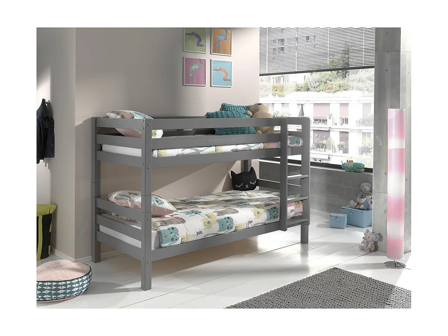 Lit Enfant Superposé "Pino" 90x200cm Gris