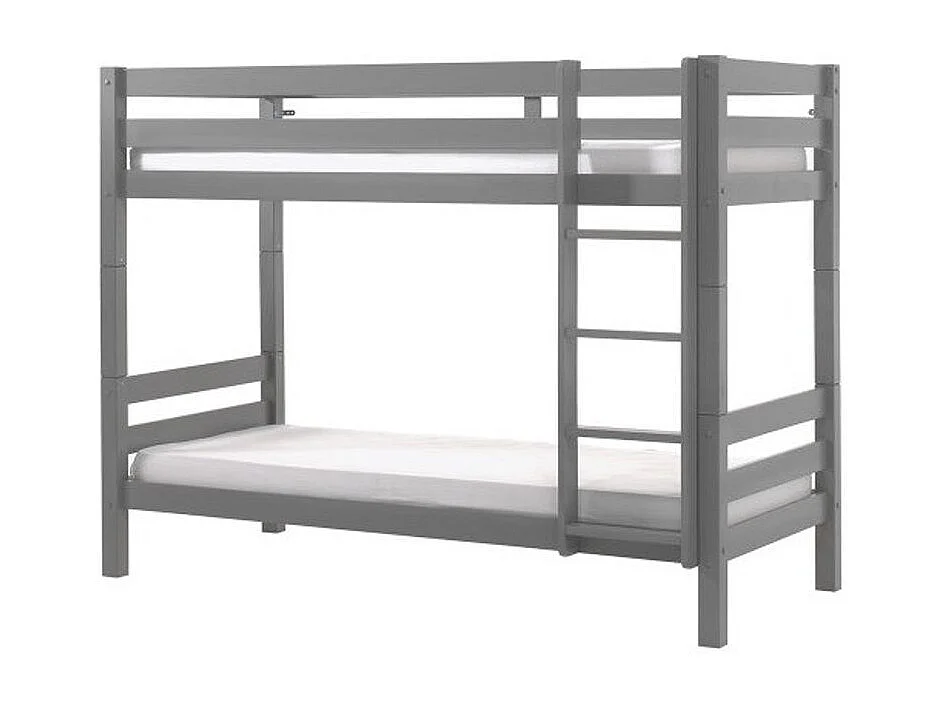 Lit Superposé Enfant Bois "Pino" 90x200cm Gris