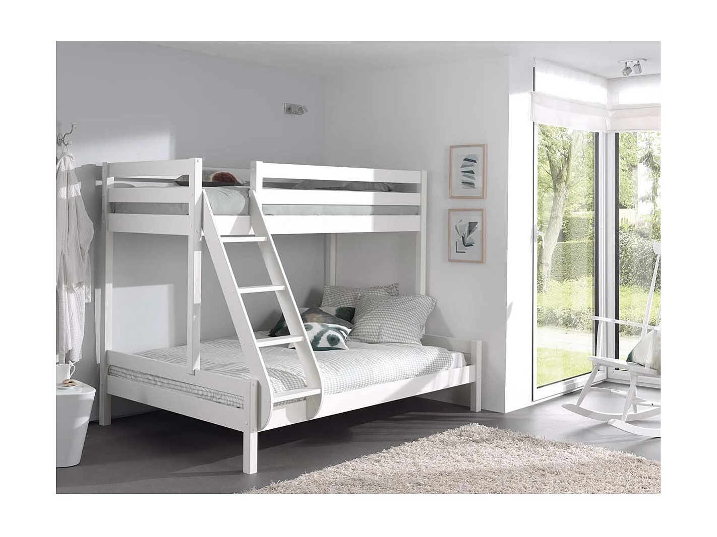 Lit Superposé Triple "Pino" 140x200cm Blanc