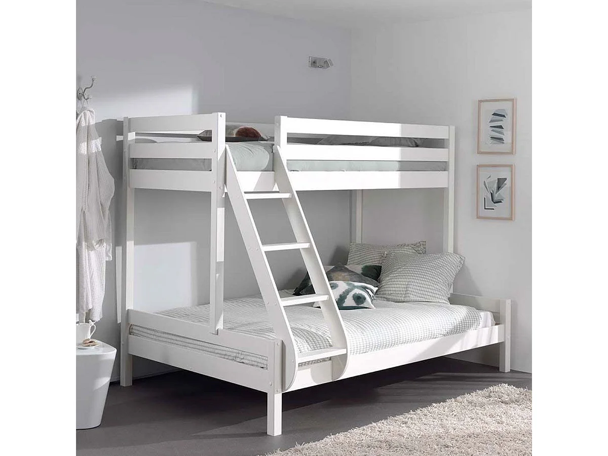 Lit Superposé Triple "Pino" 140x200cm Blanc