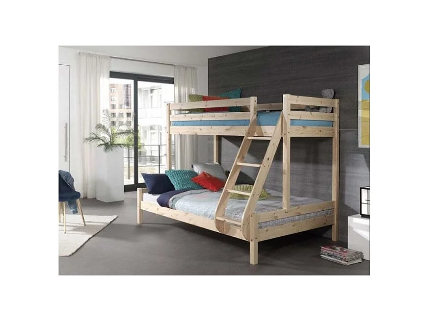 Lit Superposé Triple "Pino" 140x200cm Naturel