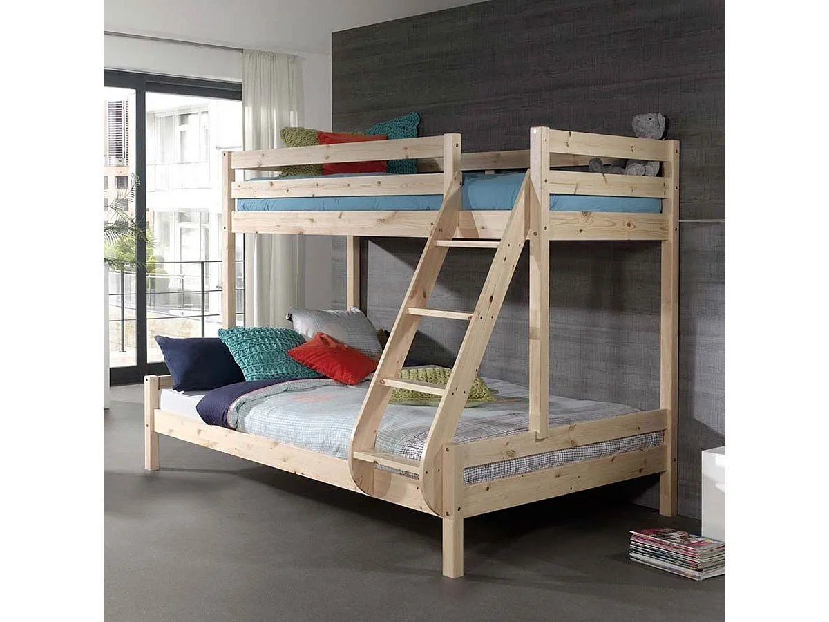 Lit Superposé Triple "Pino" 140x200cm Naturel