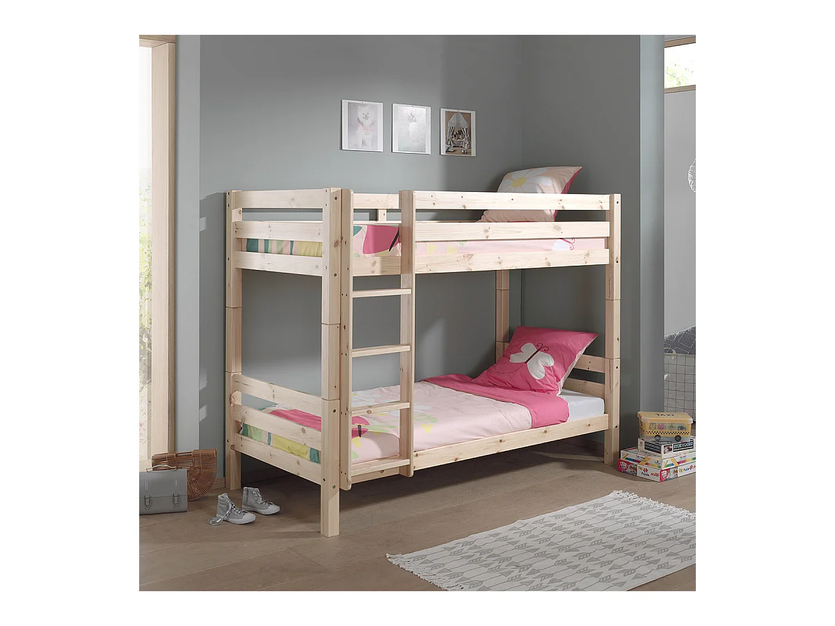 Litera 90x200 cm pino macizo claro Pino Alt. 160 cm