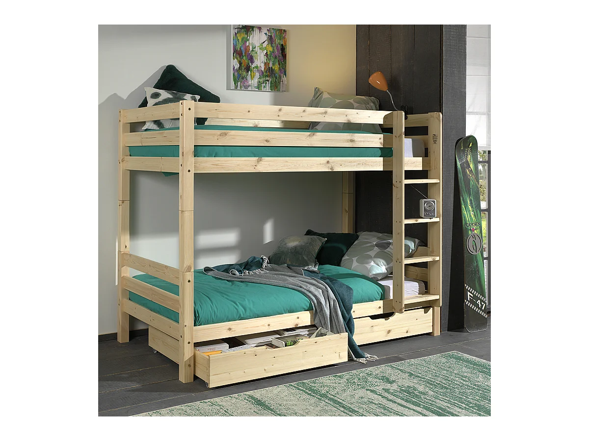 Litera 90x200 cm pino macizo claro Pino Alt. 160 cm