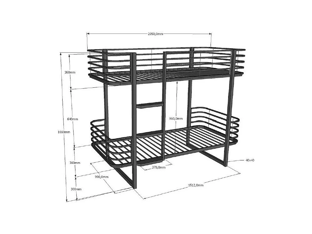 Beliche 90x200 Incluindo Box Spring Vipack Oscar - Preto