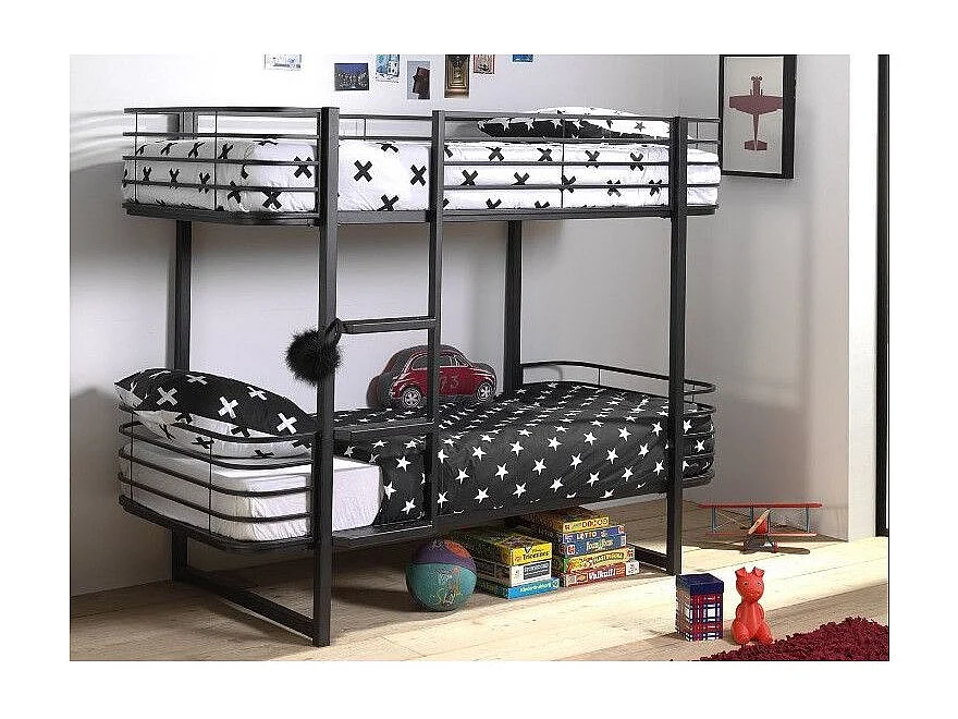 Lit Superposé Enfant "Oscar" 90x200cm Noir