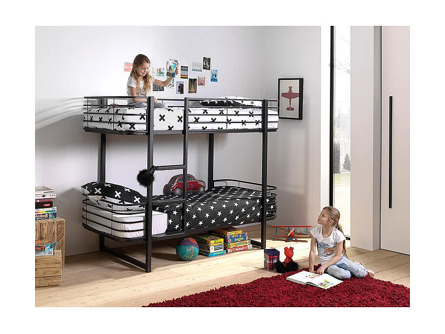 Lit Superposé Enfant "Oscar" 90x200cm Noir