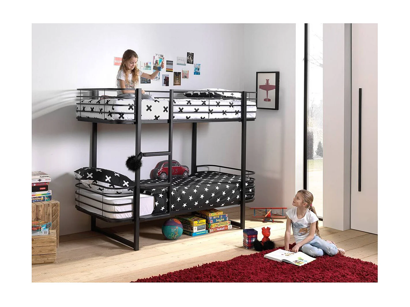 Lit Superposé Enfant "Oscar" 90x200cm Noir