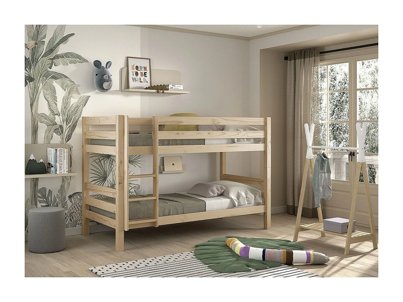 Lit Enfant Superposé "Pino" 90x200cm Naturel