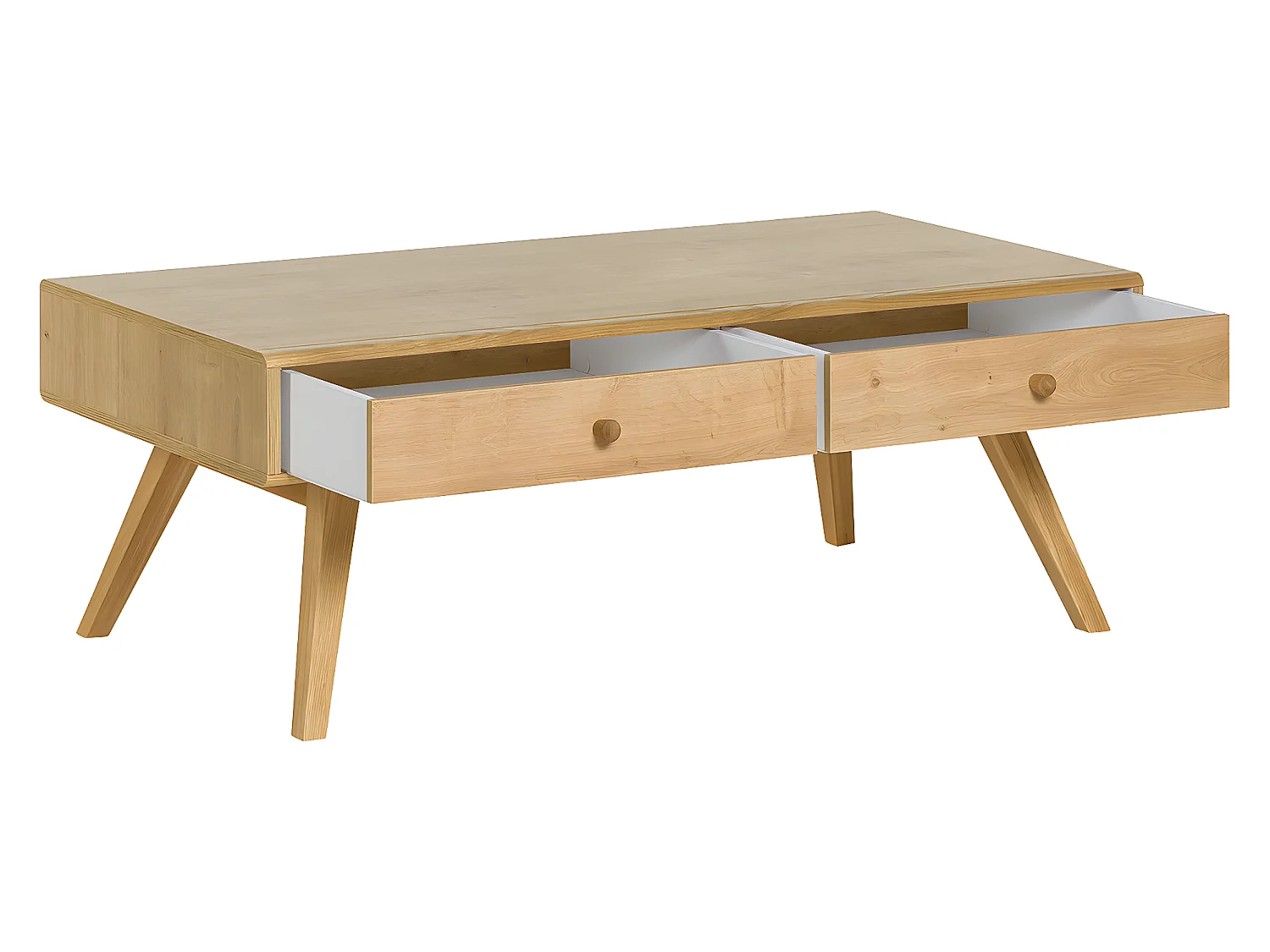Table basse avec 2 tiroirs Nature Bois