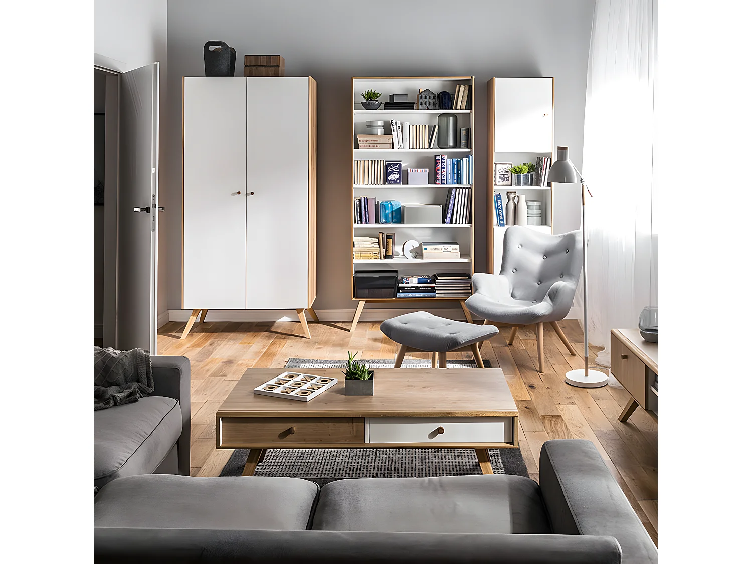 Table basse avec 2 tiroirs Nature Bois