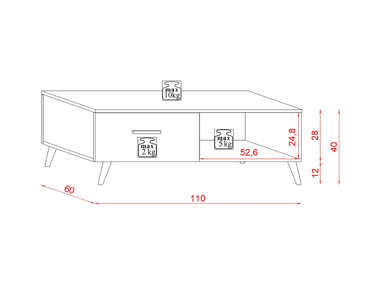 Salontafel 1 lade 1 nis Ikar Wit