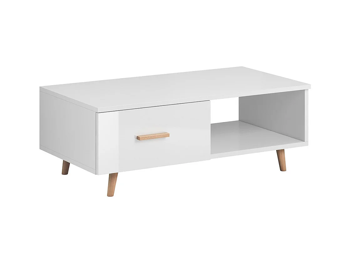 Table basse 1 tiroir 1 niche Ikar Blanc