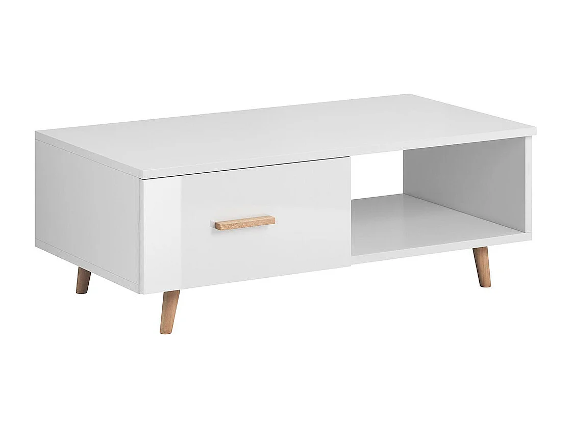 Table basse 1 tiroir 1 niche Ikar Blanc