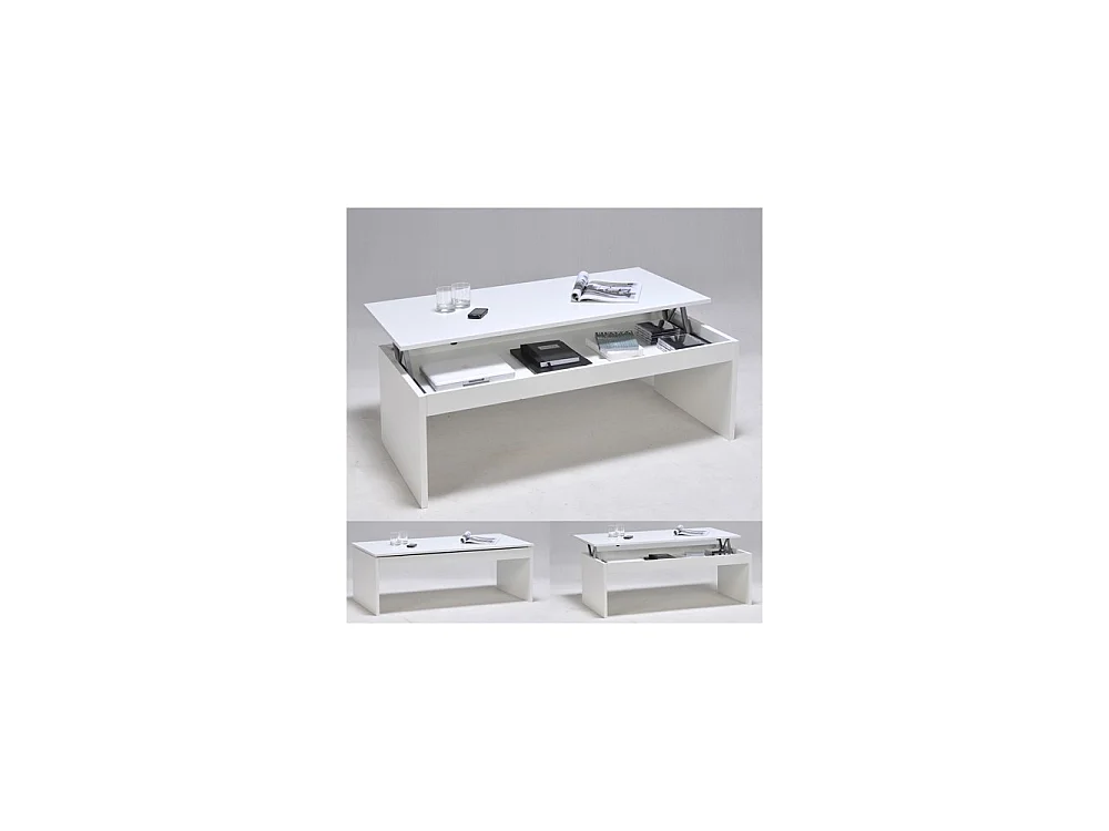 Table basse plateau relevable DARWIN 120x60cm / Blanc