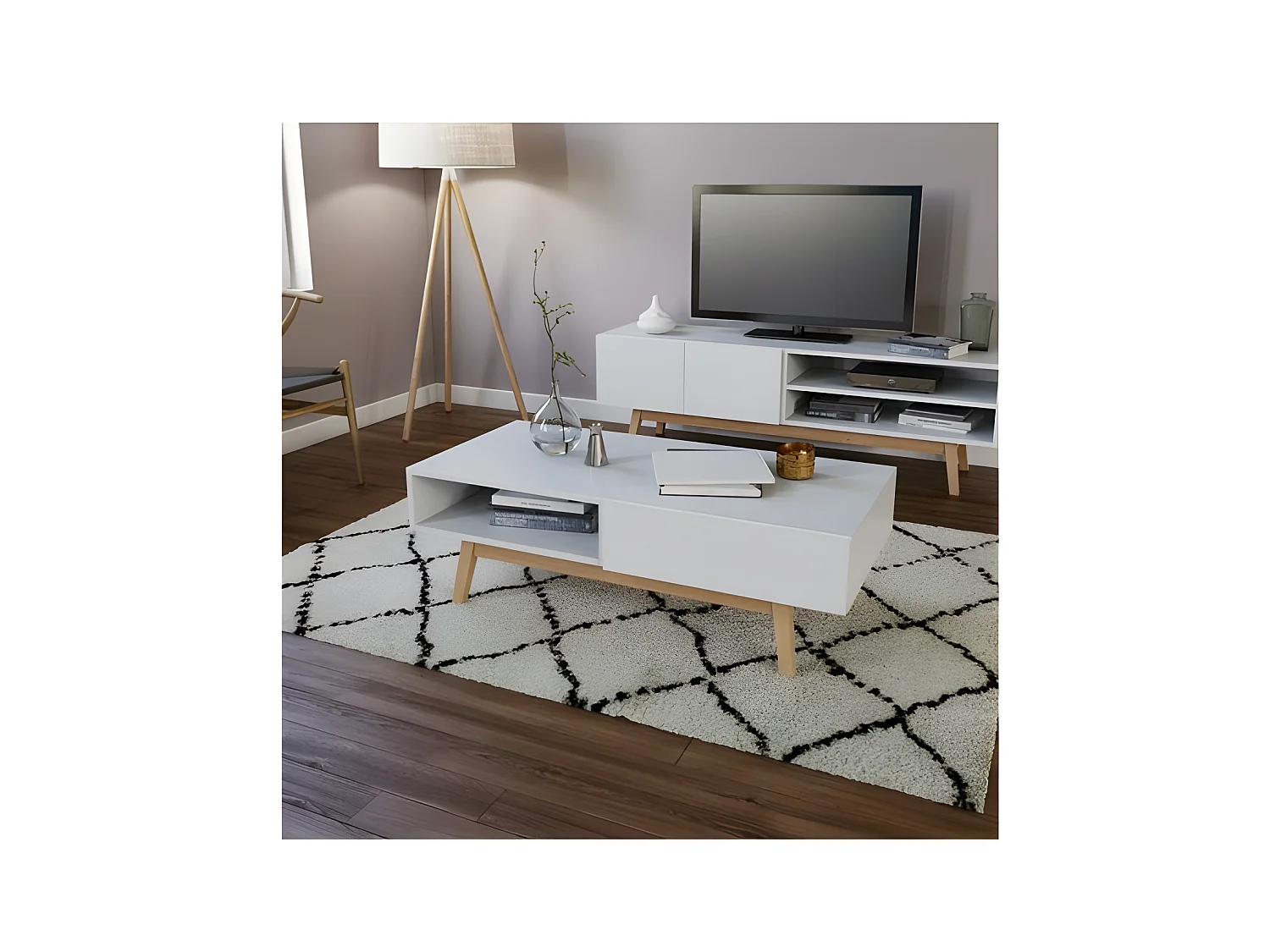 Table basse HOME 1 tiroir / Blanc