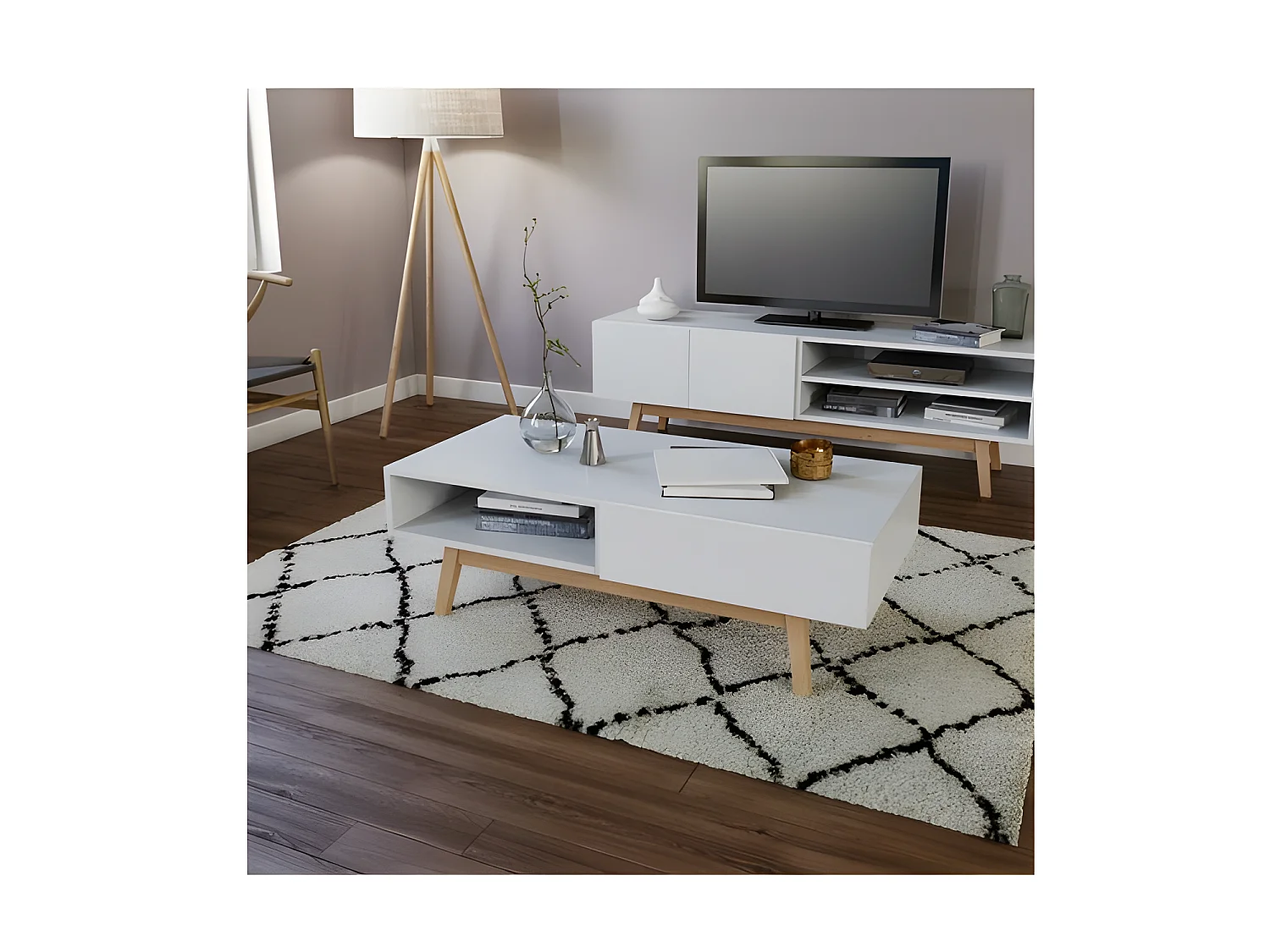 Table basse HOME 1 tiroir / Blanc