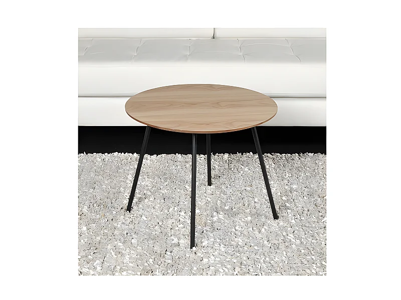 Table basse LYRA diamètre 55cm / Décor Chêne