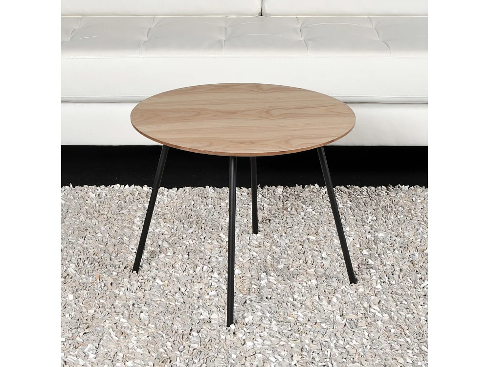 Table basse LYRA diamètre 55cm / Décor Chêne