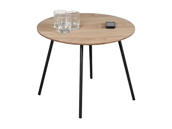 Table basse LYRA diamètre 55cm / Décor Chêne