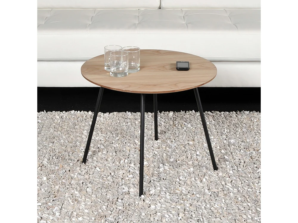 Table basse LYRA diamètre 55cm / Décor Chêne
