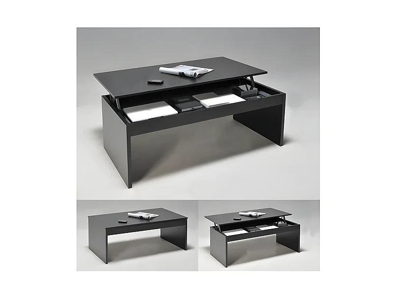 Table basse plateau relevable DARWIN 100x50cm / Noir