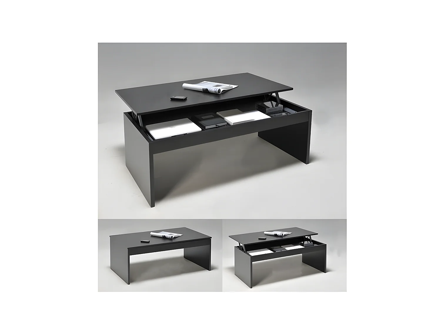 Table basse plateau relevable DARWIN 100x50cm / Noir