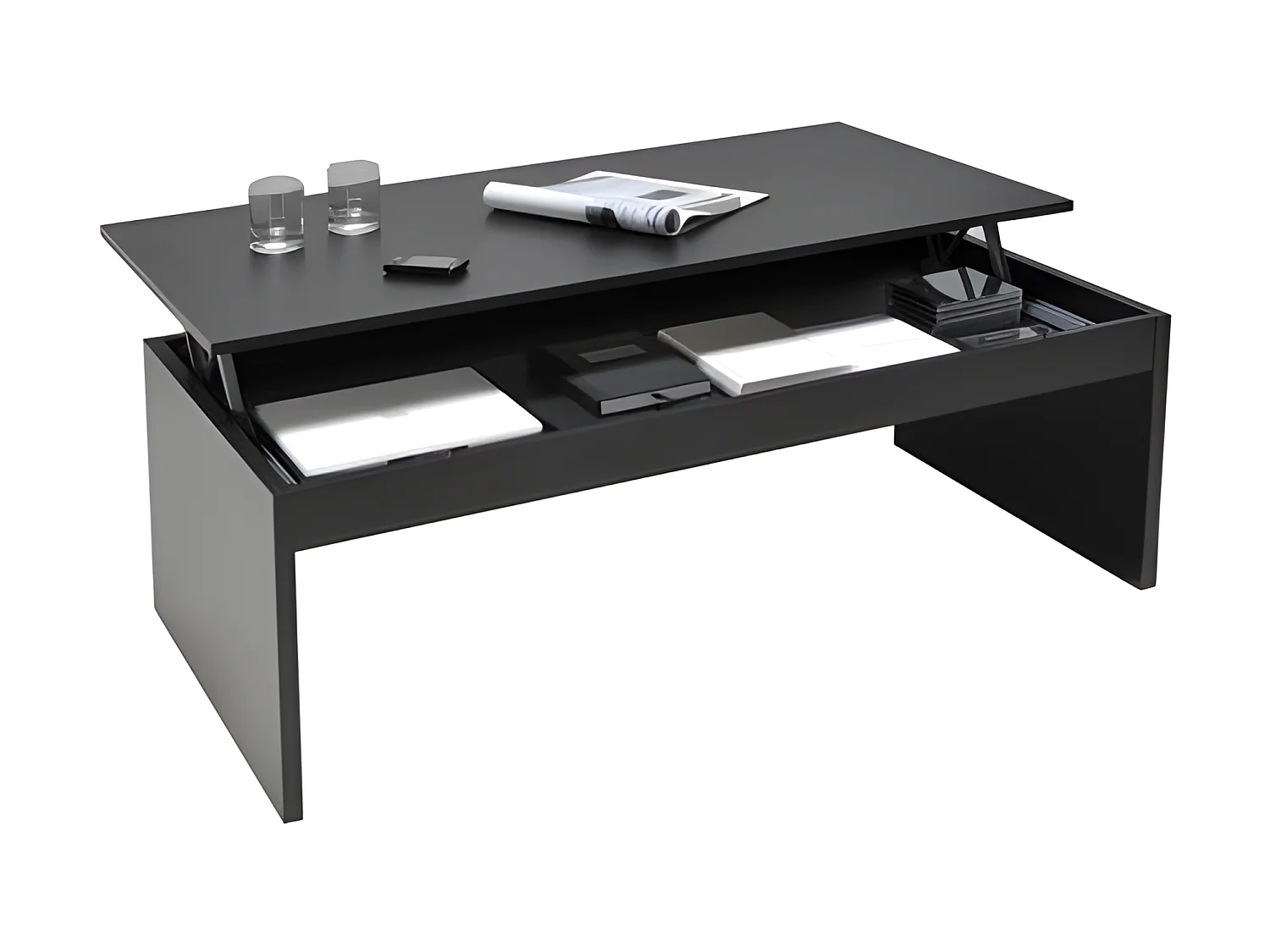 Table basse plateau relevable DARWIN 100x50cm / Noir