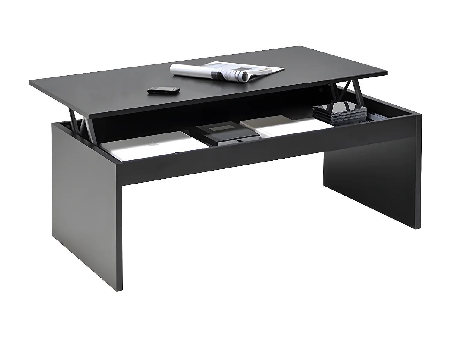 Table basse plateau relevable DARWIN 100x50cm / Noir