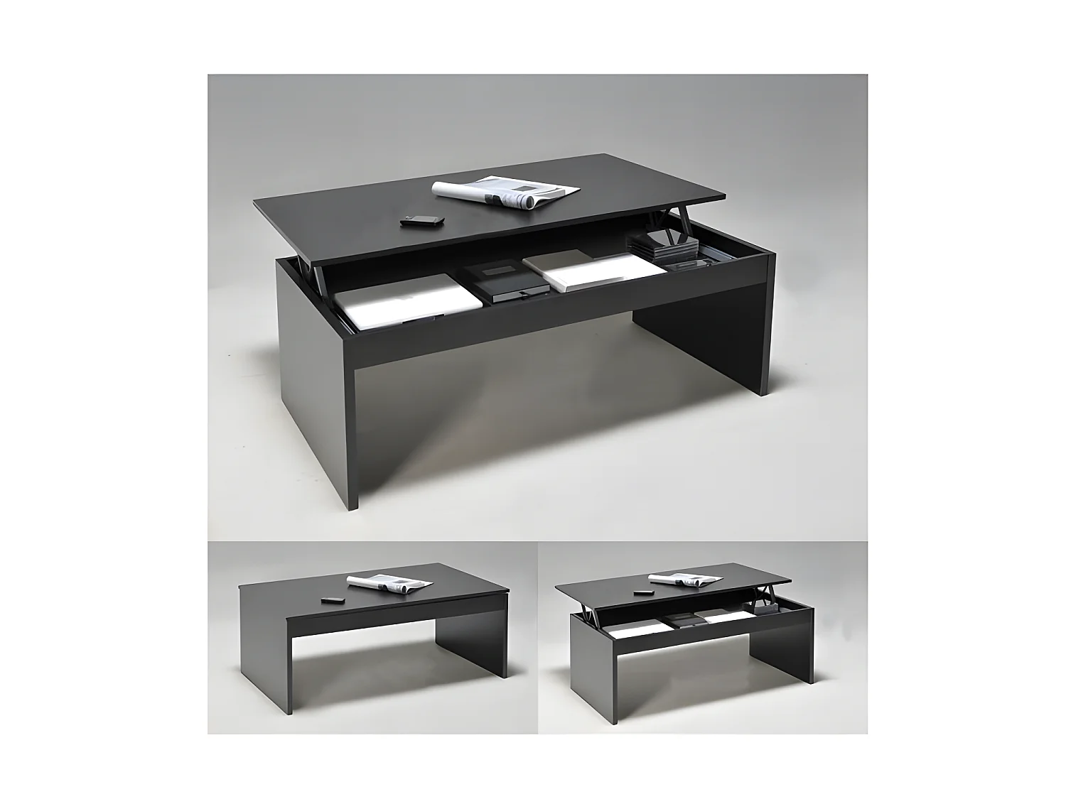 Table basse plateau relevable DARWIN 100x50cm / Noir
