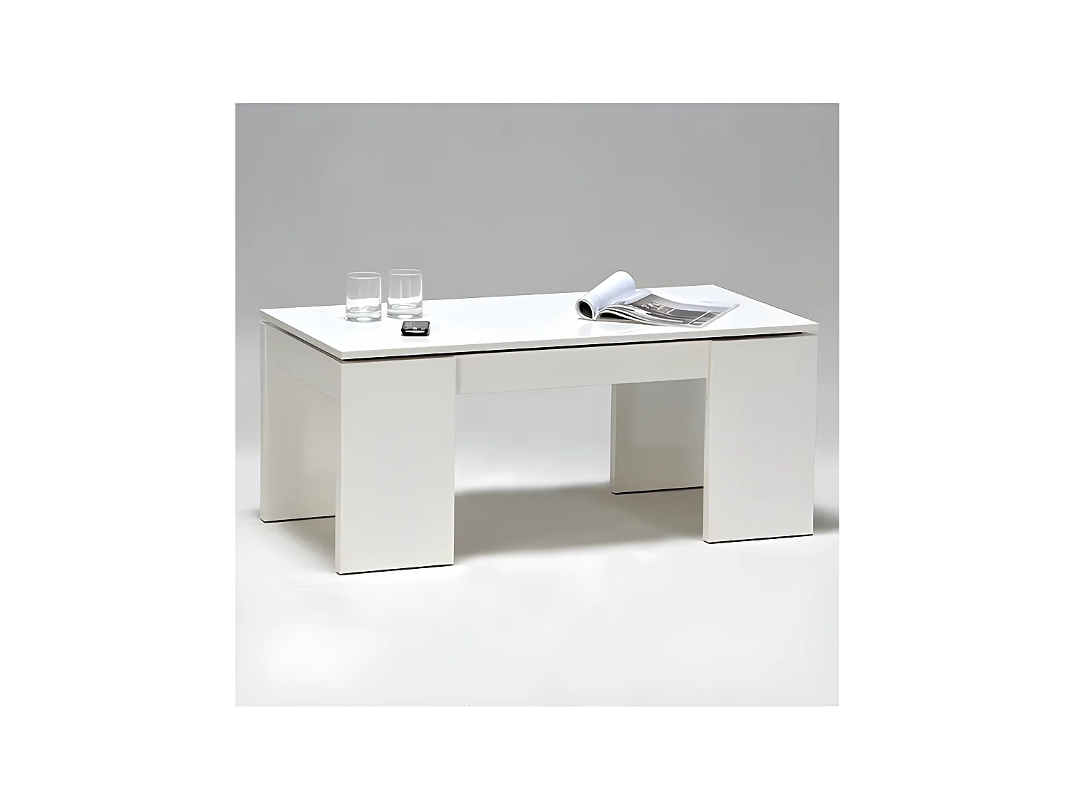 Table basse plateau relevable NEWTON 100x50cm / Blanc