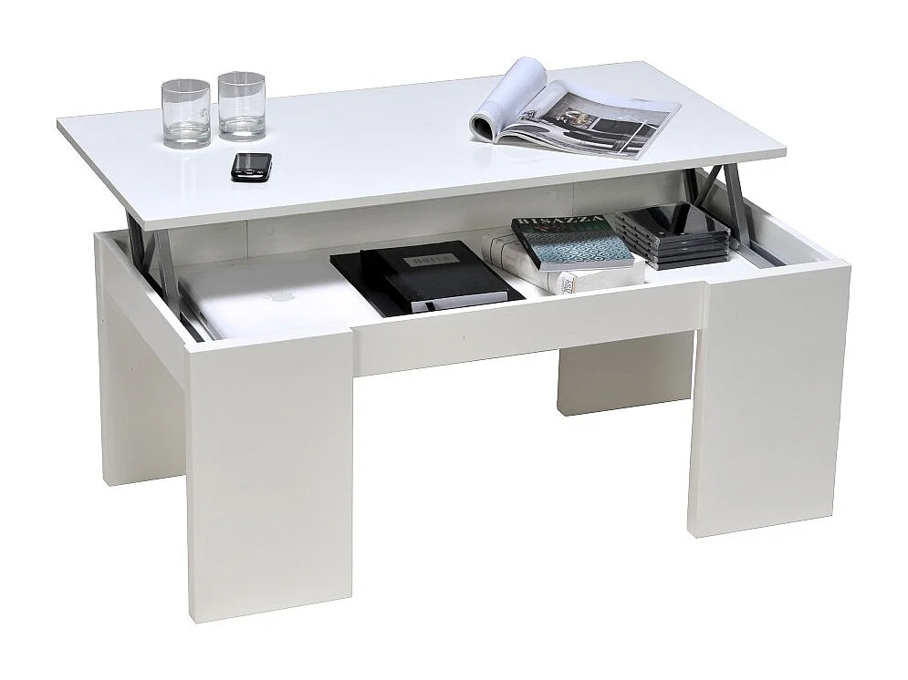 Table basse plateau relevable NEWTON 100x50cm / Blanc