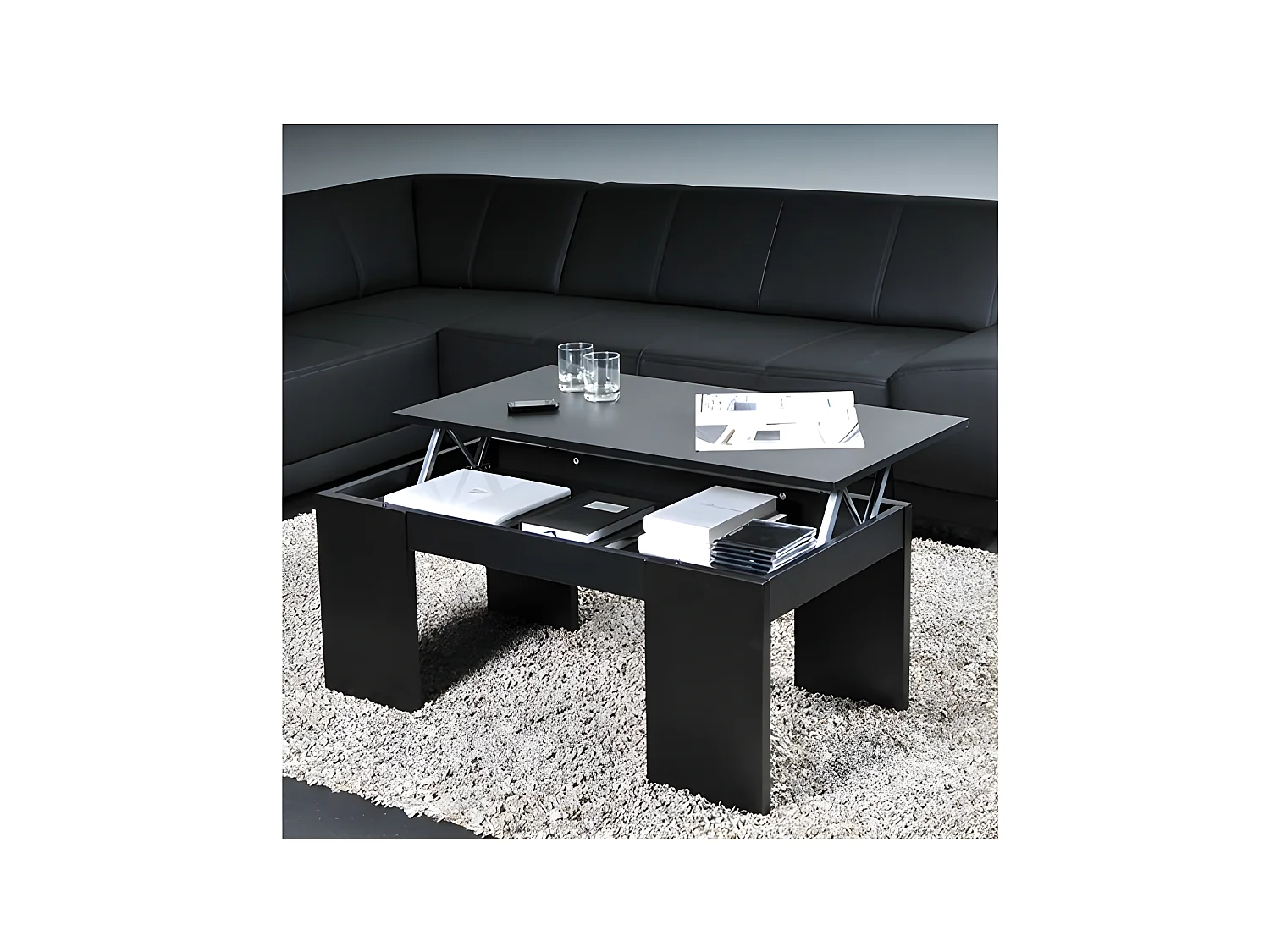 Table basse plateau relevable NEWTON 100x50cm / Noir