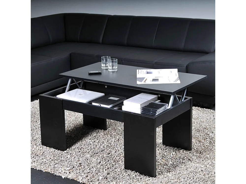 Table basse plateau relevable NEWTON 100x50cm / Noir
