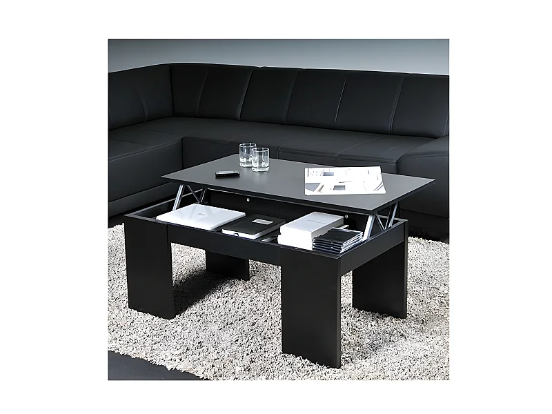 Table basse plateau relevable NEWTON 100x50cm / Noir