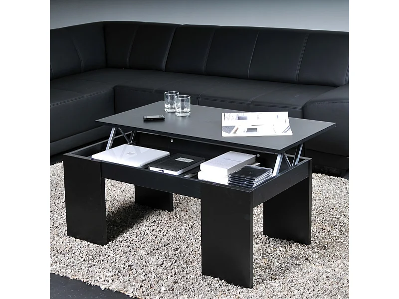 Table basse plateau relevable NEWTON 100x50cm / Noir