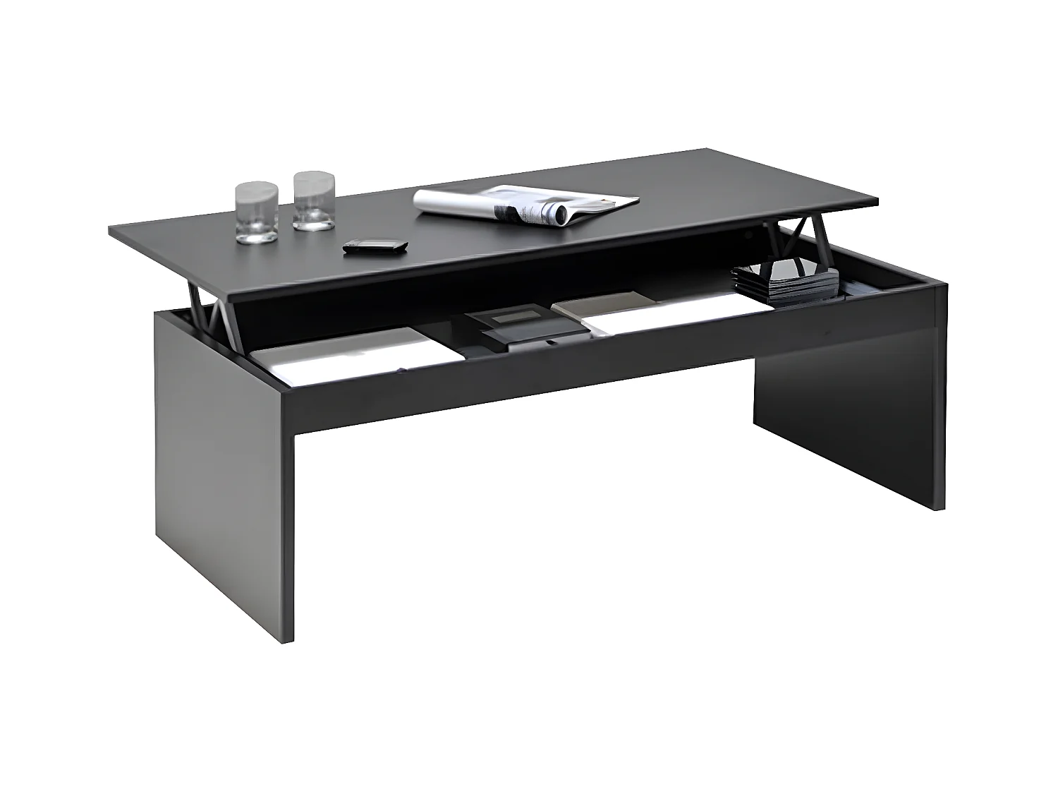 Table basse plateau relevable DARWIN 120x60cm / Noir