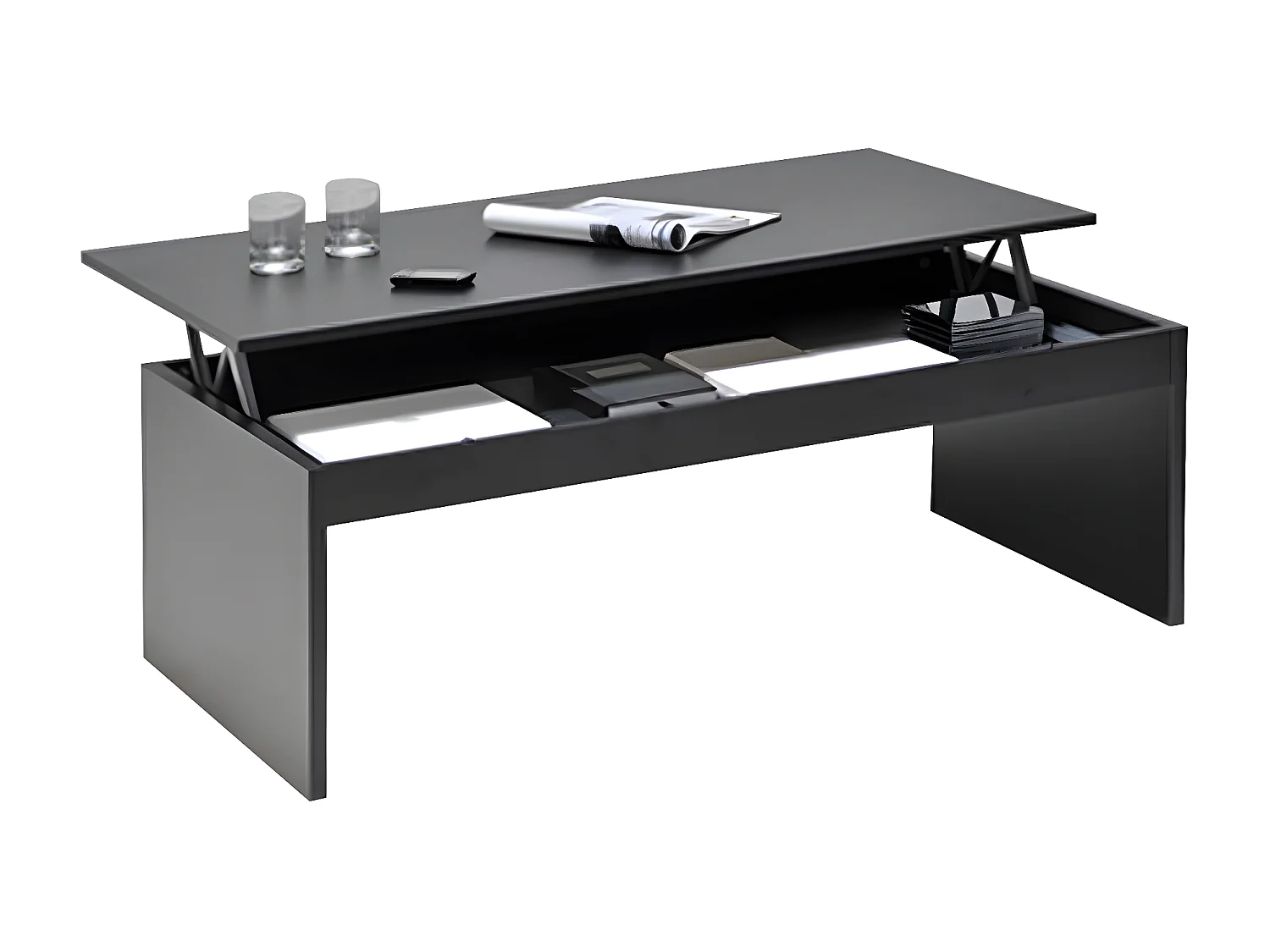 Table basse plateau relevable DARWIN 120x60cm / Noir